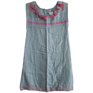 Mer St. Barth Cotton Embroidered Tassel Dress Small Natural Breathable